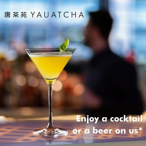 "Yay! time At Yauatcha! Sit back and savour, a complimentary cocktail / a glass of beer, on a minimum bill value of INR 1500."